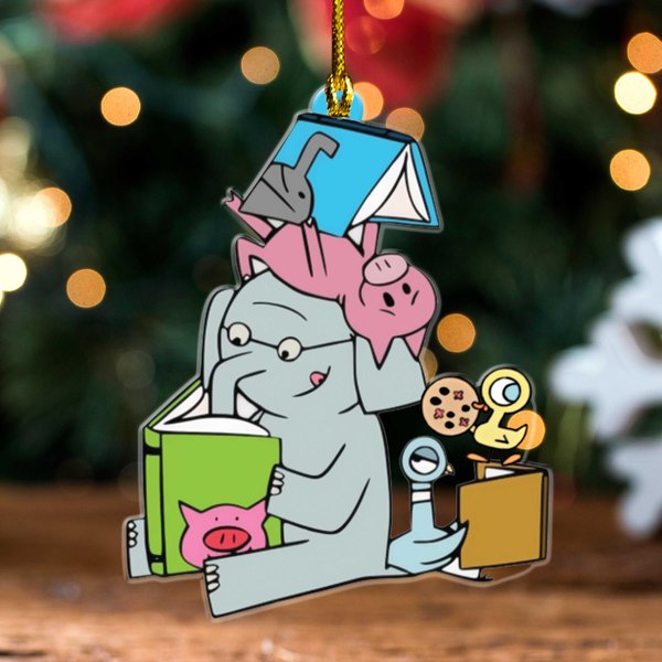 Elephant And Piggie Custom Christmas Acrylic Ornaments, Christmas Gift-image