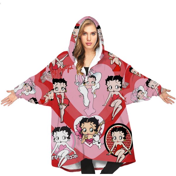 Betty Boop Oversize Fleece Blanket Hoodie, Betty Boop