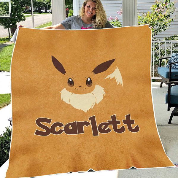 Personalized Eevee Pkm Baby Blanket, Anime Blanket