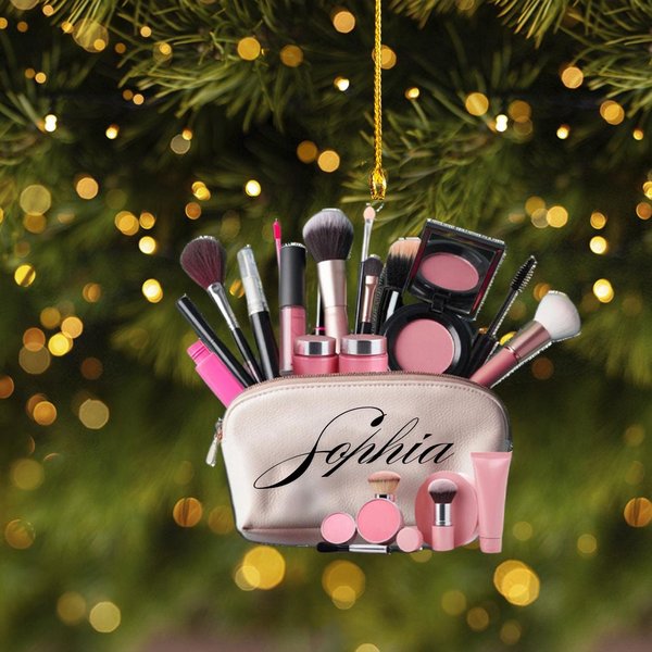 Personalized Set Makeup Acrylic Ornament, Makeup Artist Christmas Ornament Gift-image