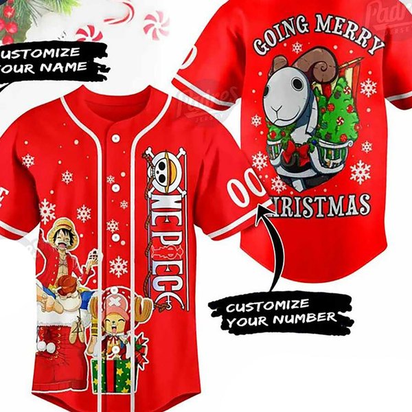 Anime Christmas Baseball Jersey, Going Merry Christmas Coming Baseball Jersey-image