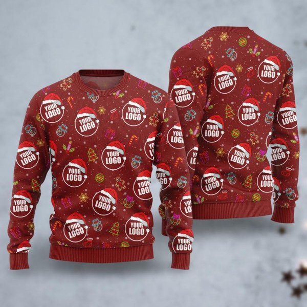 Custom Logo Holiday Cheer Ugly Christmas Sweater, Custom Company Logo-image