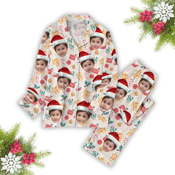Personalized Photo Christmas Pajamas, Christmas Long Sleeve Shirt, Funny Holiday Pajamas, Gift For Family, Pjm Set For Kid Adult-image