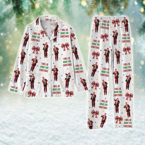 Trump Dance Santa Christmas Pajamas, Humorous Trump Pajamas Set-image