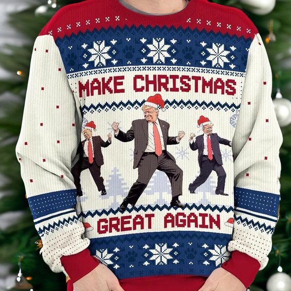 Funny Trump Dancing Ugly Sweater, Make Christmas Great Again, Trump 2024 Christmas Sweatshirt