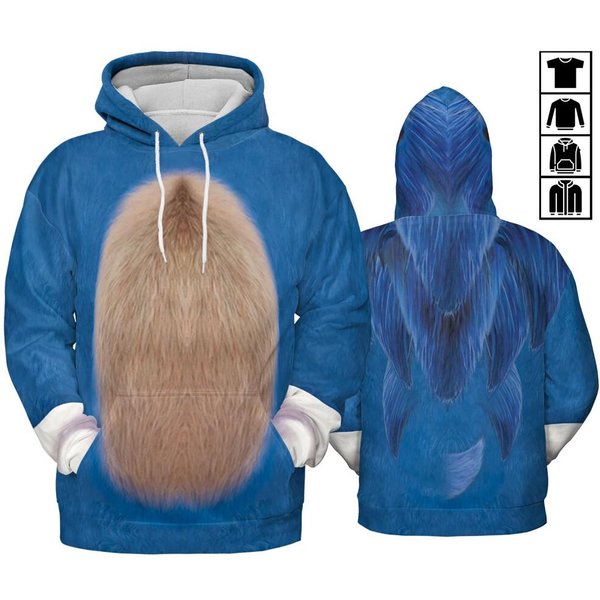 Blue Hedgehog Speedter Cinematic Cosplay Tka46, Shadow Cartoon Movie 3d Hoodie