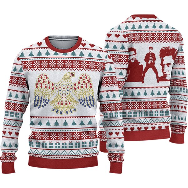 Elvis Presley Christmas Sweater, Elvis King Ugly Sweater, The King Holiday Sweater-image