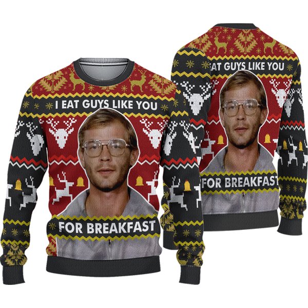 Jeffrey Dahmer Ugly Christmas Sweater| Over Printed Ugly Christmas Sweater-image