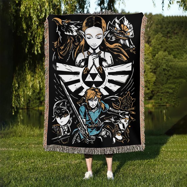 Link Hand Woven Blanket, Zelda Tapestry Throw-image