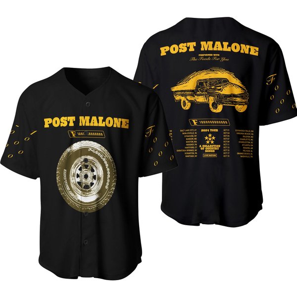 Post Malone 2024 The F-1 Trillion Tour Baseball Jersey – Black-image