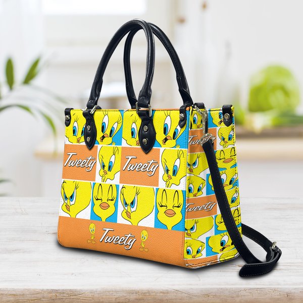 Tweety Bird Leather Handbag, Tweety Leather Bag, Personalized Handbag-image