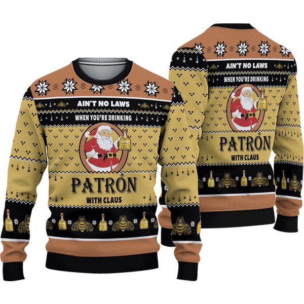 When Youre Drinking Tequila Patron With Santa Claus Ugly Sweater 3D-image