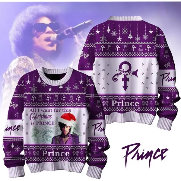 Prince Is All I Want For My Christmas 2024 Ugly Sweater-image