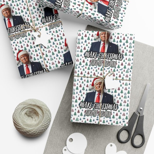 Trump Christmas Wrapping Paper, Holiday Wrapping Paper Make Christmas Great Again-image