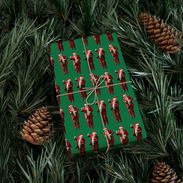 Trump Christmas Wrapping Paper,Dancing Trump Christmas Gift Wrap-image