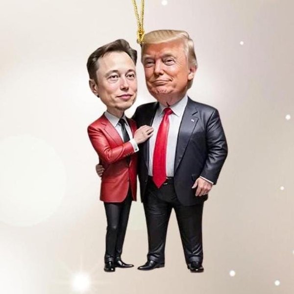 Trump & Elon Musk Acrylic Christmas Ornament, Trump Supporter Gift-image
