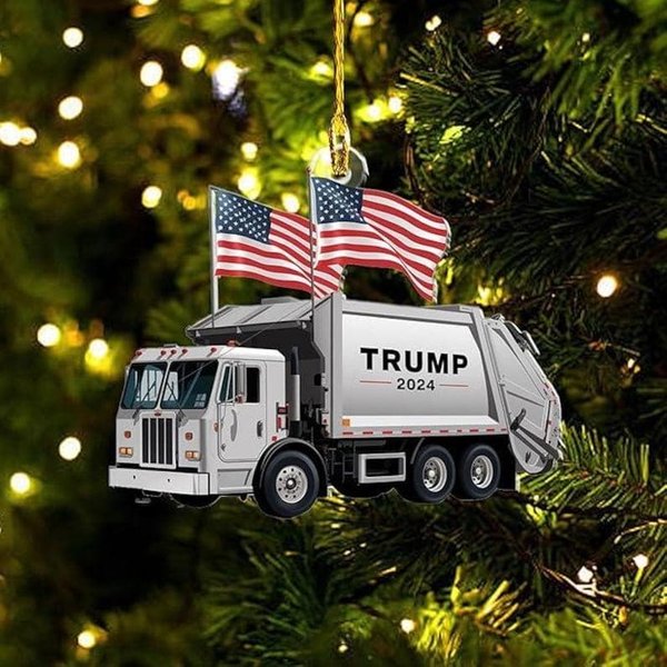 Trump 2024 Garbage Truck Christmas Ornament