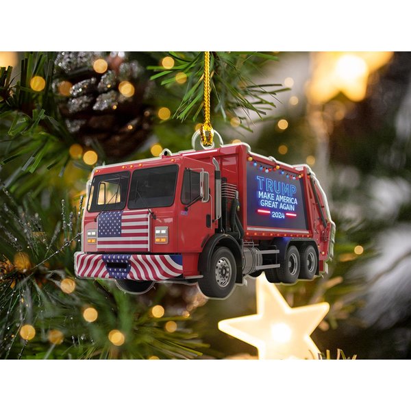 Trump 2024 Garbage Truck Ornament, Christmas Ornament