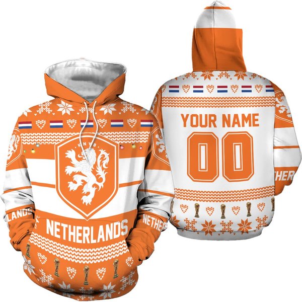 Netherlands National Team, Personalized Custom Name Number 3D Hoodie-image