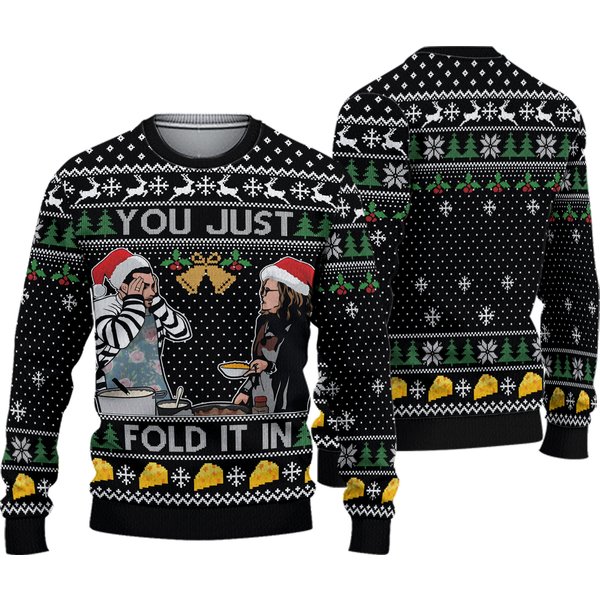 You Just Fold It In Schitts Creek Ugly Christmas Sweater,-image