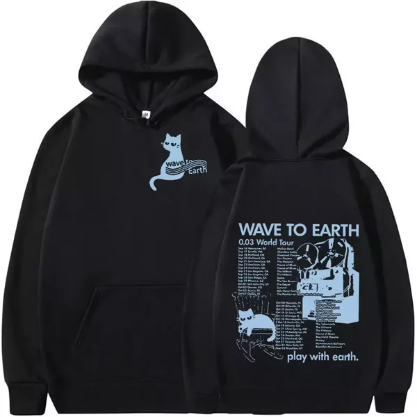 Korean Band Wave To Earth Cat 0.03 2024 World Tour Hoodie Double-Sided-image