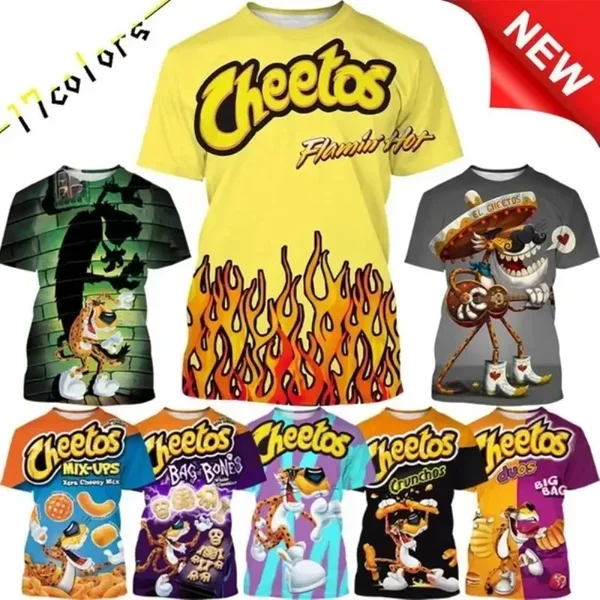 Funny Cheetos Crunchy Food Print T-Shirts-image
