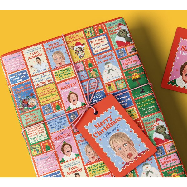 Nostalgic Christmas Movies Wrapping Paper And Gift Tag-image