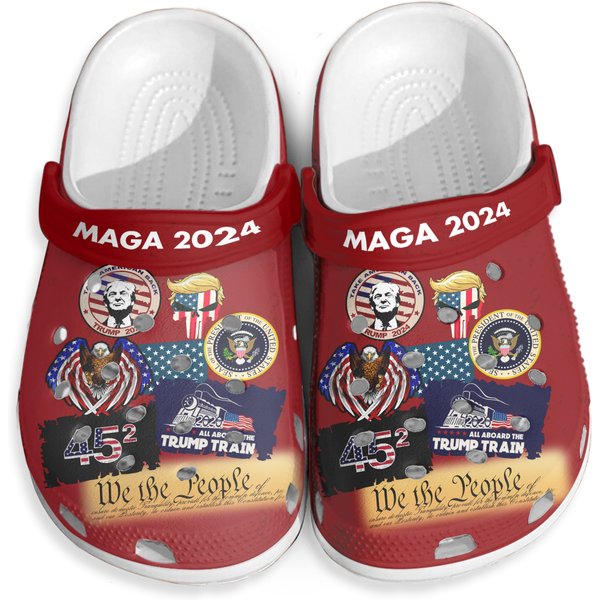 Maga 2024 Trump 2024 Independence Day Gift 4th Of July Clog Shoes