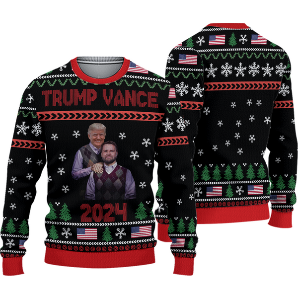 Trump Vance 2024 Ugly Christmas Sweater, Donald Trump President Christmas-image