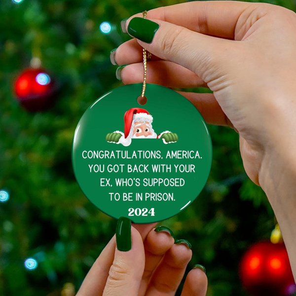 2024 Anti-Trump Ornament,Anti-Trump Gift,Political Christmas Gift Ornament,Democrat Holiday Decoration, Funny Christmas 2024 Ornament-image