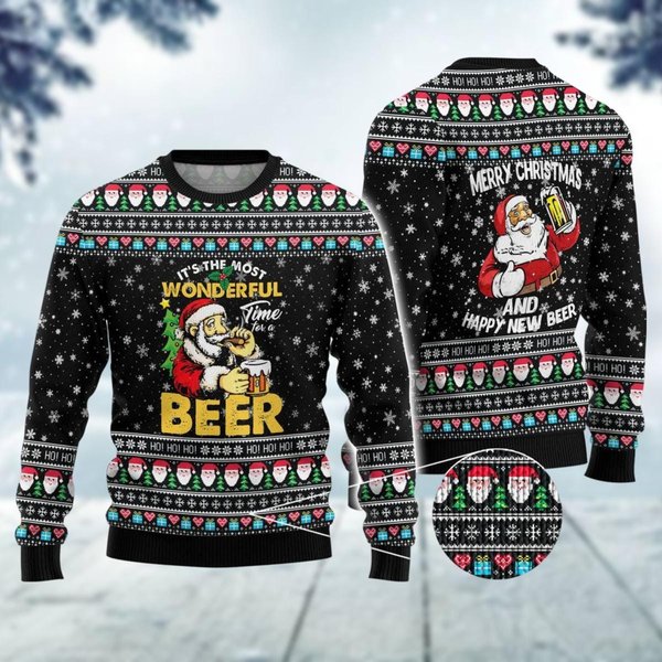 Santa Beer Ugly Christmas Sweater, Its The Most Wonderful Time For A Beer-image