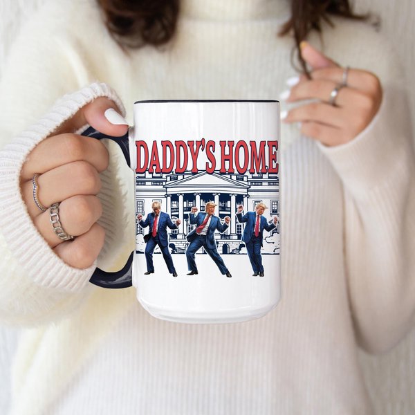 Daddy's Home Mug, White House Trump 2024 Accent Mug-image