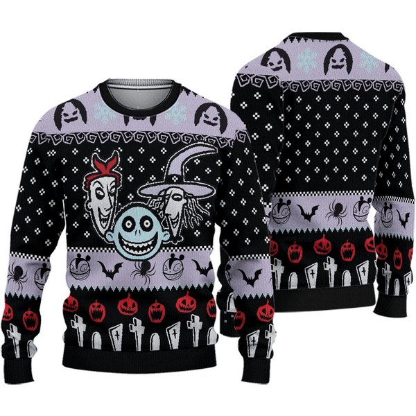 Nightmare Before Christmas Ugly Sweater, Lock Shock Barrel Ugly Christmas-image