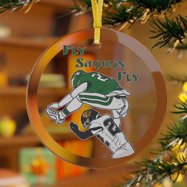 Saquon Barkley "Fly Saquon Fly" Philadelphia, Glass Ornament, Broad Street Philly-image