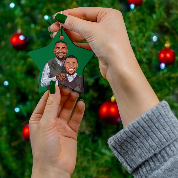 Saquon Barkley X Jalen Hurts Christmas Ornament Decoration Ceramic Ornament-image