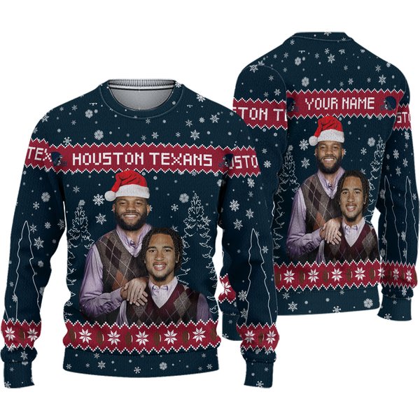 Custom Nico Collins Cj Stroud Houston Football Ugly Christmas Sweater