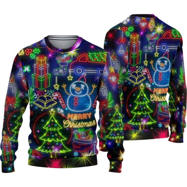 Funny Christmas Bright Neon Lighting Ugly Christmas Sweater