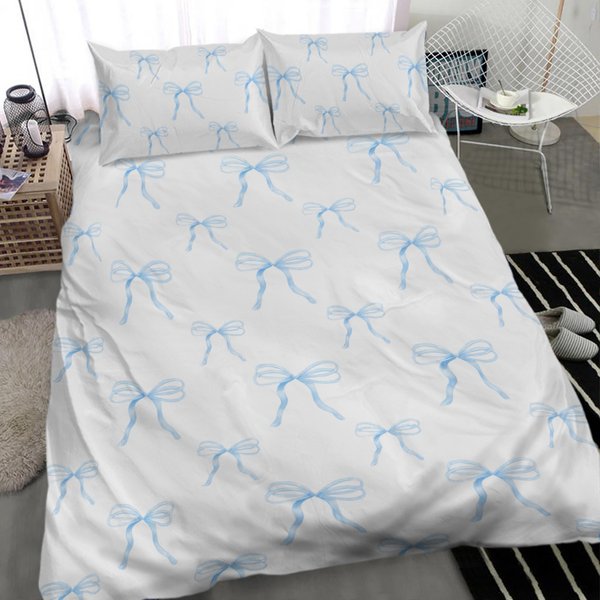 Coquette Blue Bows 3-piece Bedding Sets, Bedroom Decor