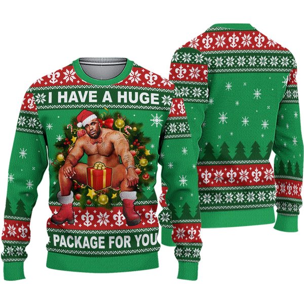 Barry Wood Ugly Christmas Sweater, I Have A Huge Package For You-image