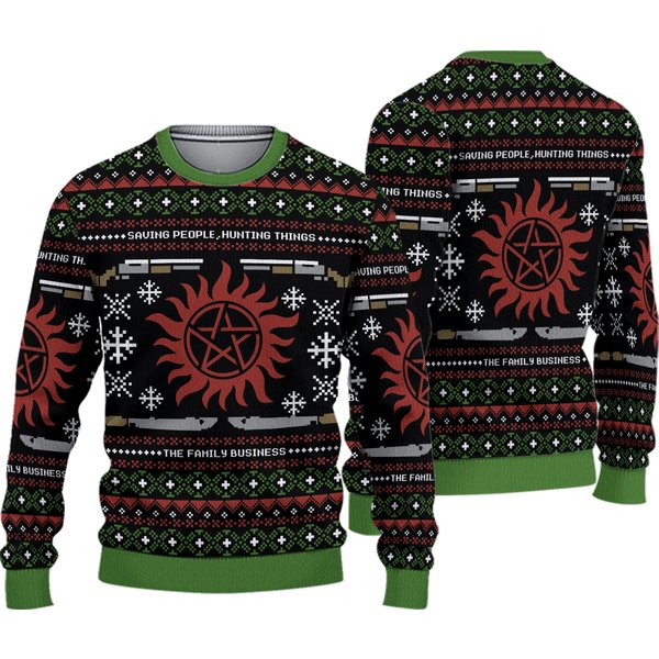 Christmas Supernatural Ugly Sweater, Supernatural Tv Series Sweater-image