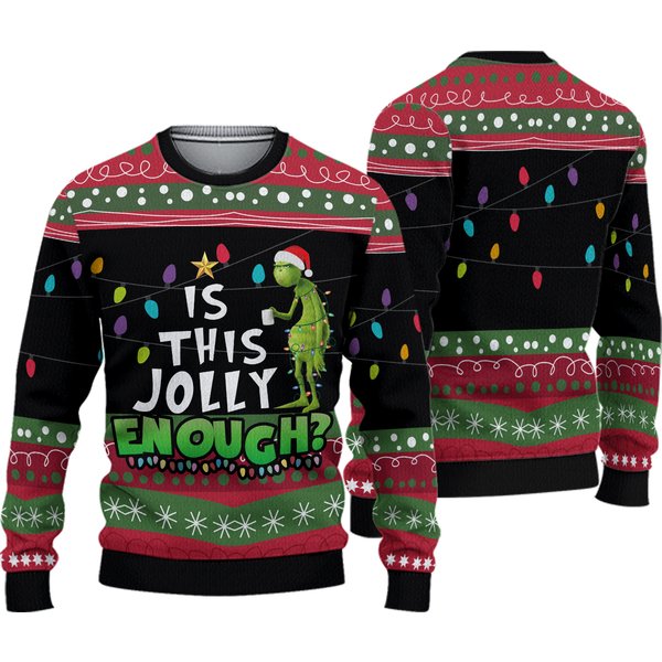 Funny Character Ugly Sweater, Is This Jolly Enough Funny Character Christmas Ugly Sweater-image