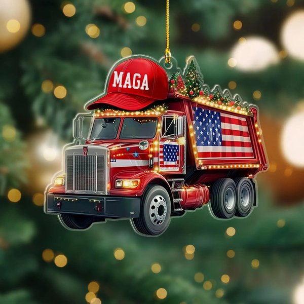 Trump Vance Maga 2024 Garbage Truck Ornament, Trump Won Election 2024
