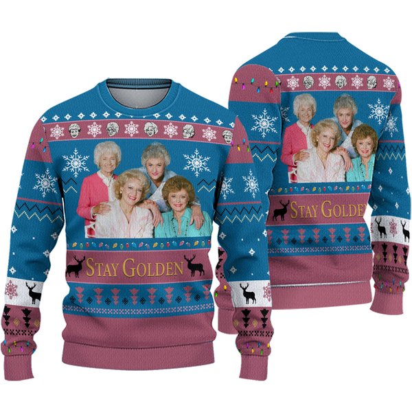 Stay Golden Ugly Christmas 3D Sweater-image
