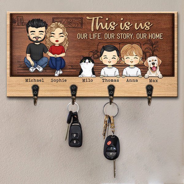 Home Is Where The Family Is - Family Personalized Custom Key Hanger, Key Holder - Gift For Family Members-image