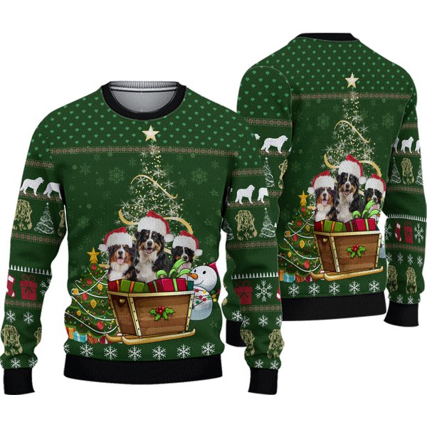 Bernese Mountain Dog Group Xmas Ugly Christmas Sweater, Christmas 3D Sweaters-image