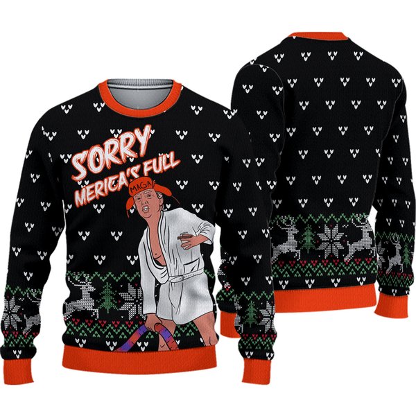 Donald Trump Sorry Americas Full Ugly Christmas Sweater Bg-image