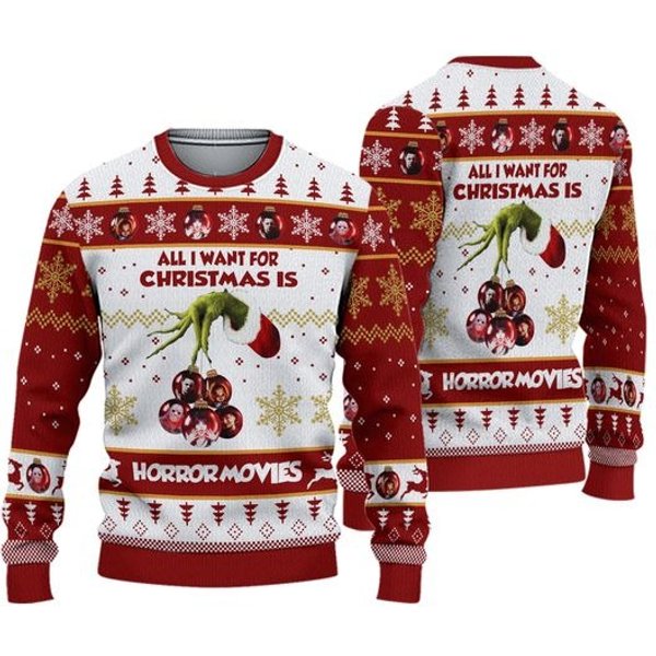 Christmas Horror Movie Sweatshirt, Horror Characters Sweatshirt