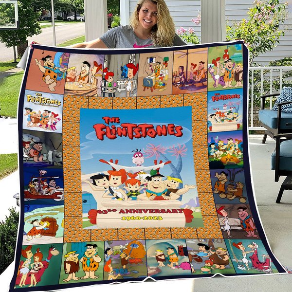 The Flintstones Fleece Blanket, Flintstones Family Blanket, Flintstones 60 Years Anniversary-image