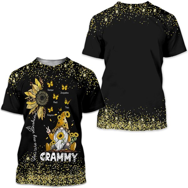 Leopard Sunflower Gnome Grandma Mom Butterfly You Are My Sunshine Custom 3d T-shirt