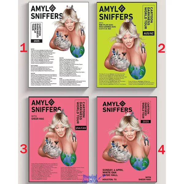 Custom Amyl And The Sniffers Cartoon Darkness World Tour 2025 Poster-image